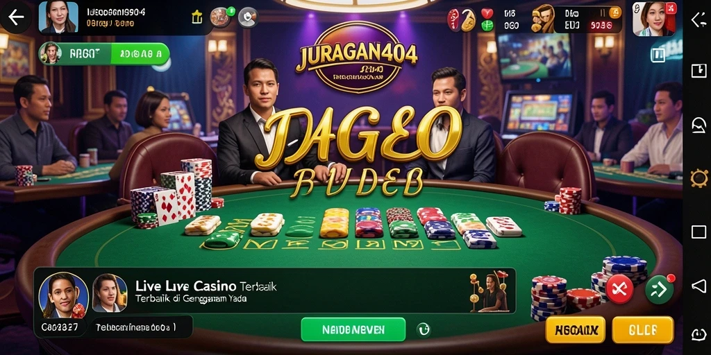 Tangkapan layar utama JURAGAN404 menampilkan dealer langsung dalam permainan kasino.