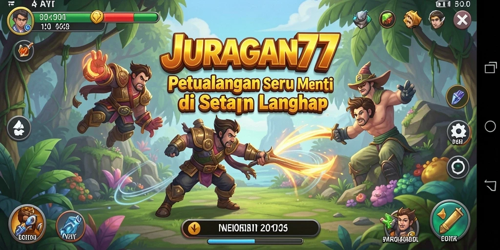 Tangkapan layar JURAGAN77 menunjukkan aksi petualangan seru dengan karakter yang menjelajahi dunia.
