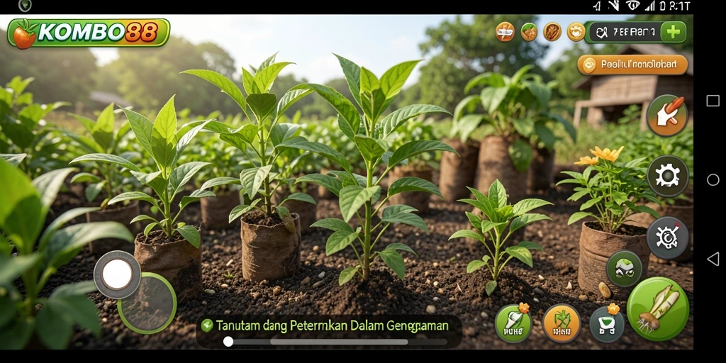 Tampilan screenshot menunjukkan aktivitas bertani yang menyenangkan.