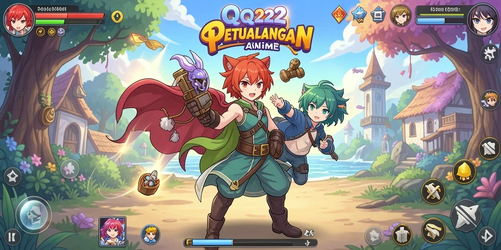 Tampilan gameplay yang menarik dari QQ222 dengan karakter anime terkenal.