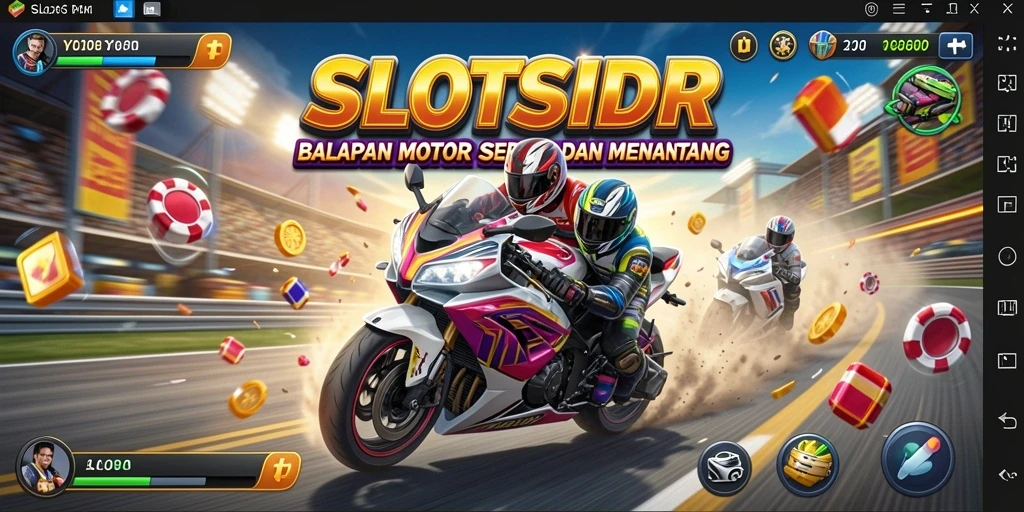 Gameplay SLOTSIDR yang seru dengan aksi balapan motor yang mendebarkan.
