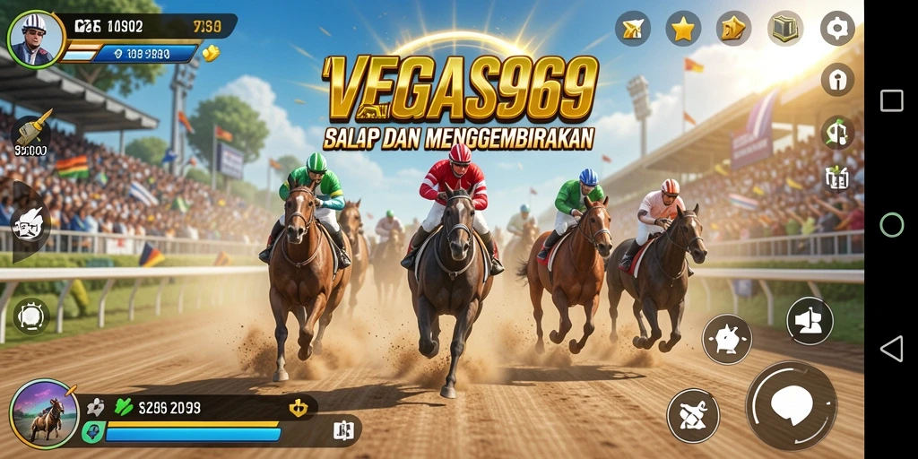 Tangkapan layar gameplay VEGAS969 yang menampilkan balapan menegangkan dan aksi seru.