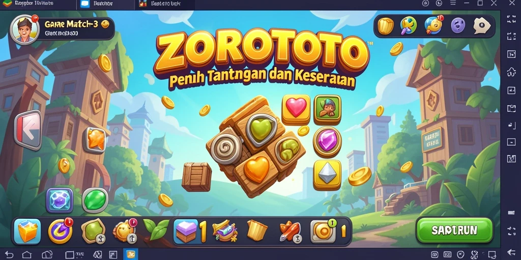 Screenshot gameplay ZOROTOTO yang menampilkan keseruan permainan Match-3.